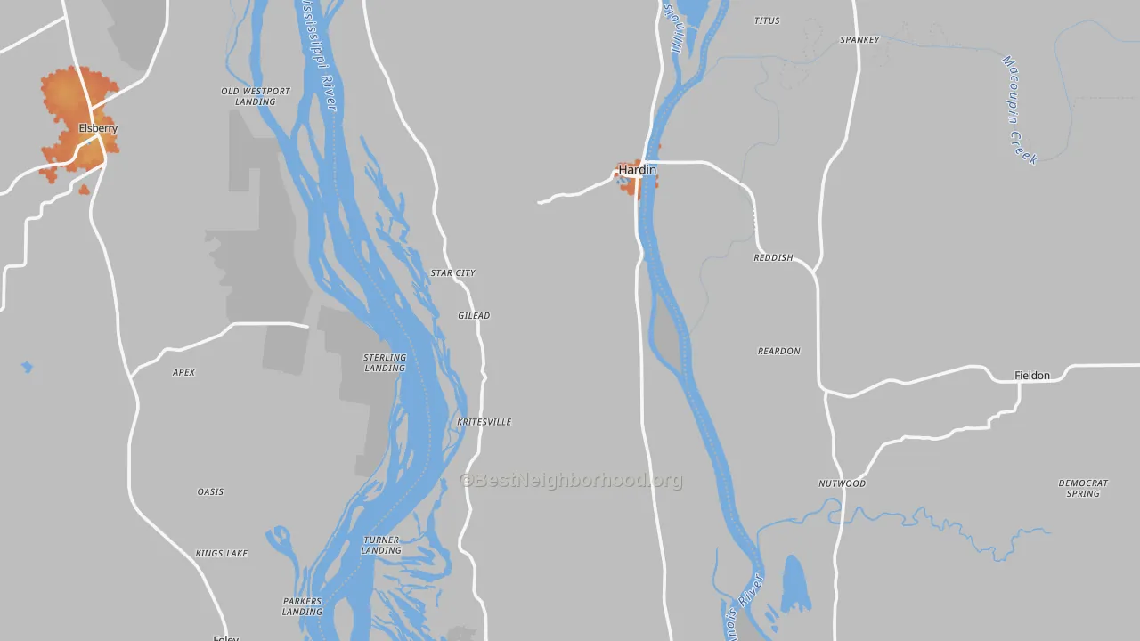 Bike Grade map of Calhoun County, IL