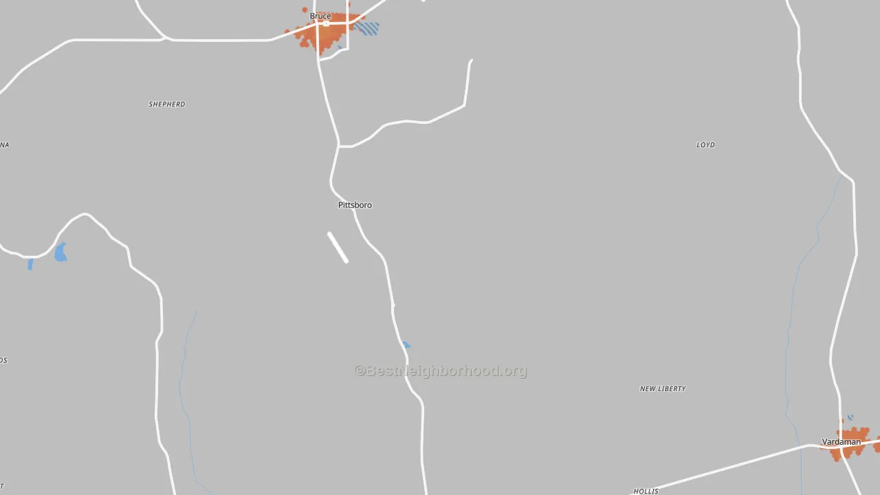 Bike Grade map of Calhoun County, MS