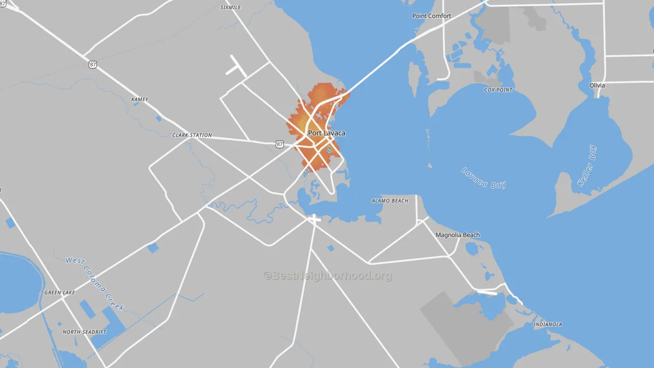 Bike Grade map of Calhoun County, TX