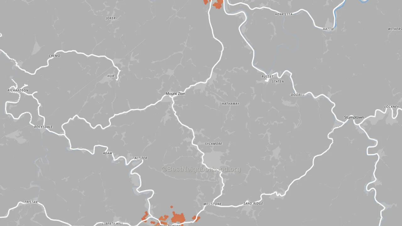 Bike Grade map of Calhoun County, WV