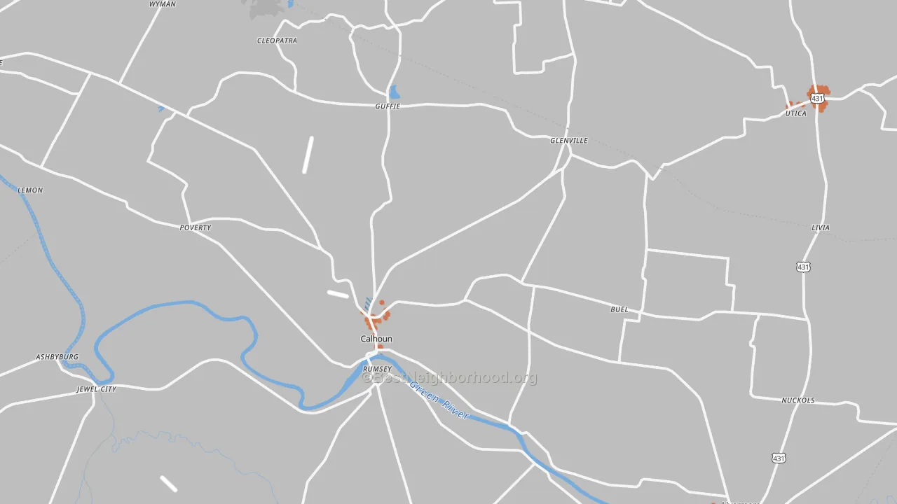 Bike Grade map of Calhoun, KY
