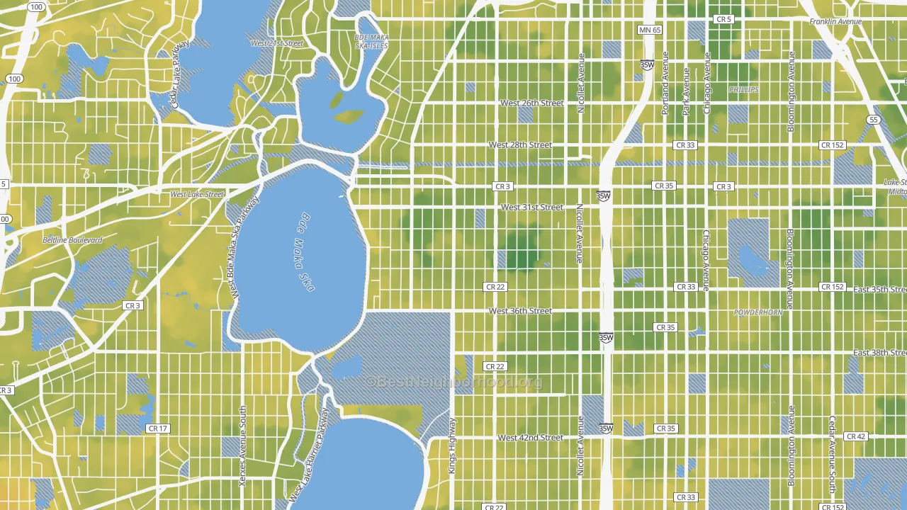 Bike Grade map of Calhoun, Minneapolis, MN