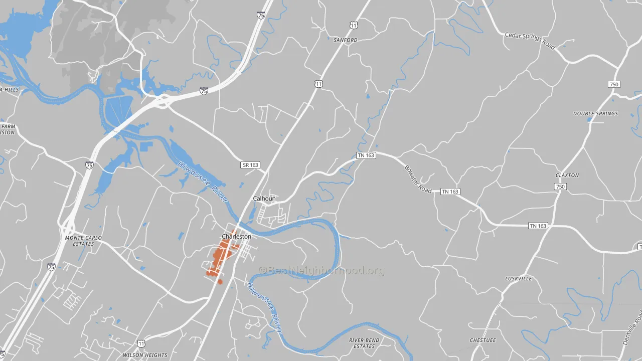 Bike Grade map of Calhoun, TN