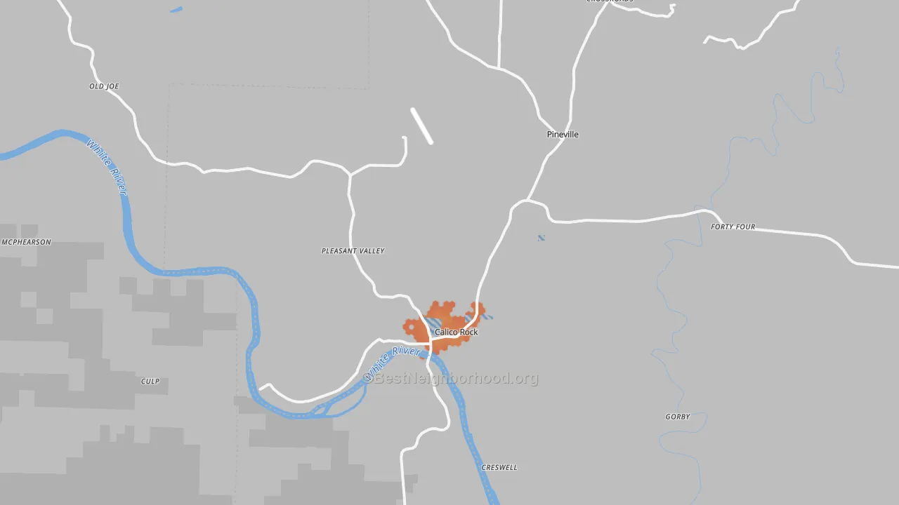 Bike Grade map of Calico Rock, AR