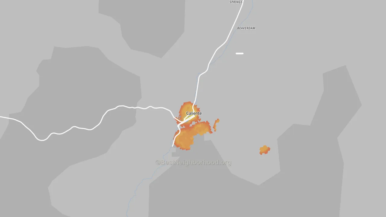 Bike Grade map of Caliente, NV