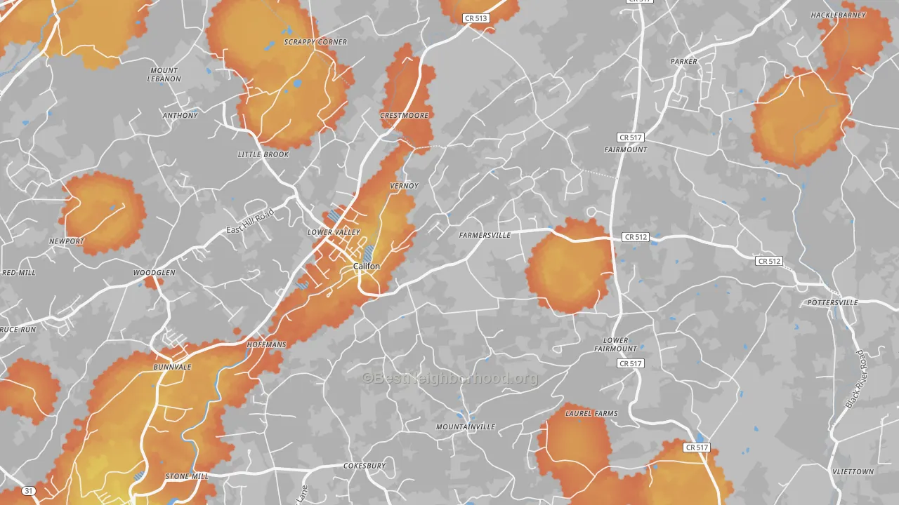Bike Grade map of Califon, NJ