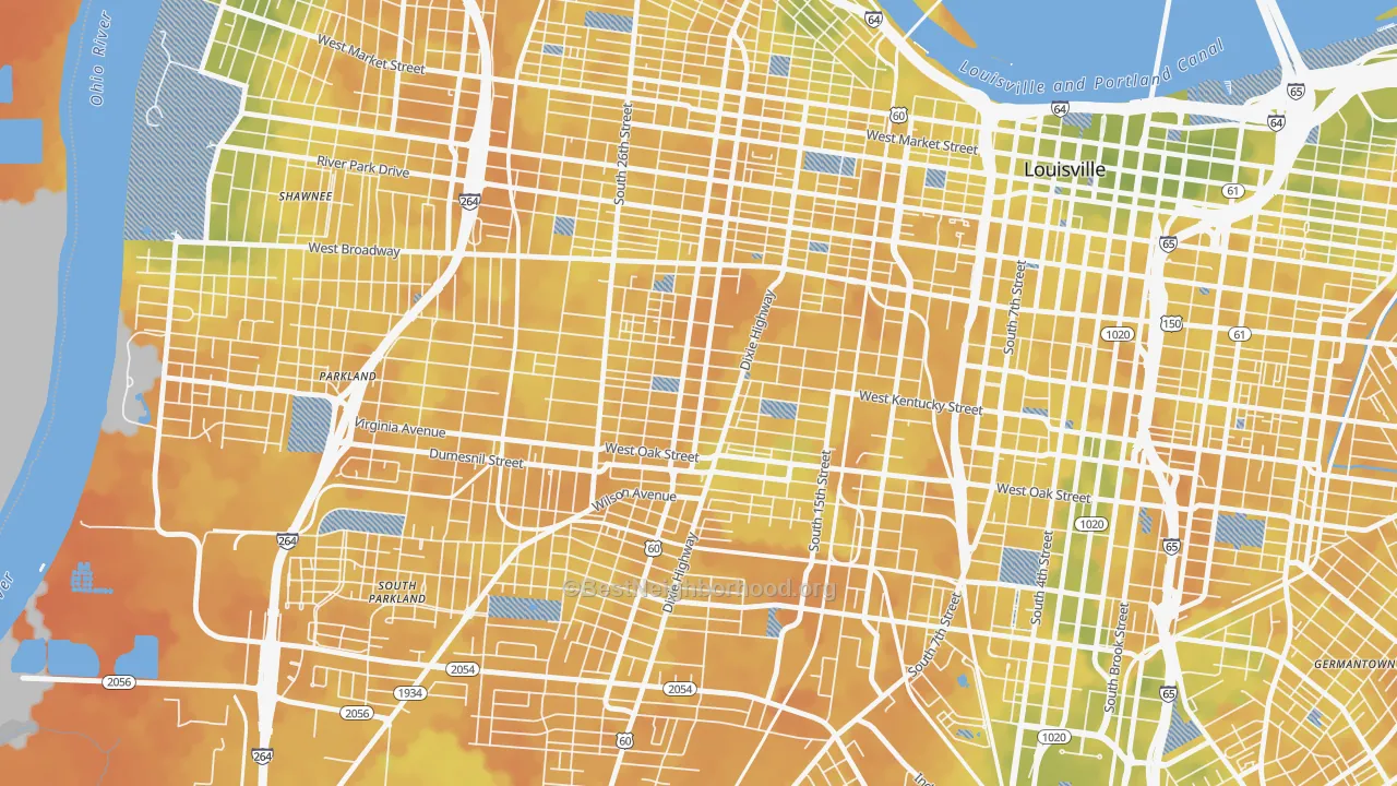 Bike Grade map of California, Louisville, KY