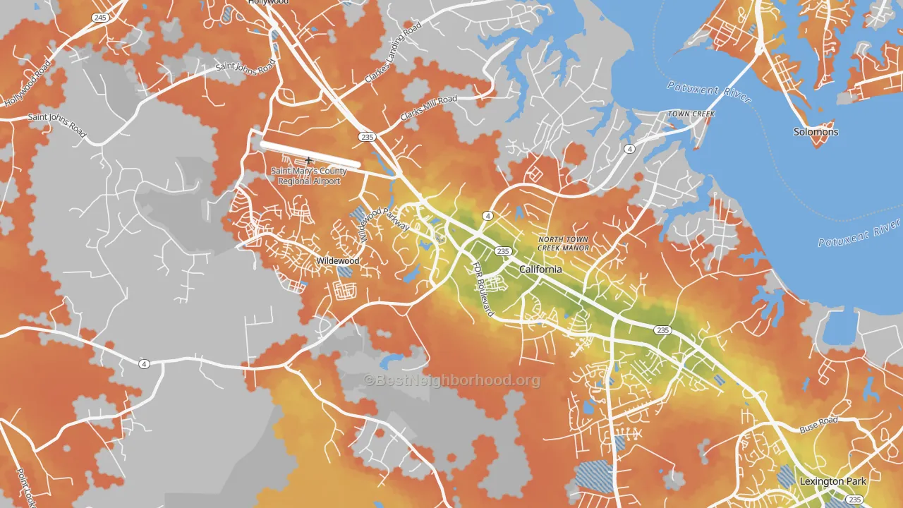 Bike Grade map of California, MD