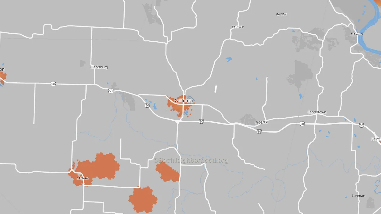 Bike Grade map of California, MO