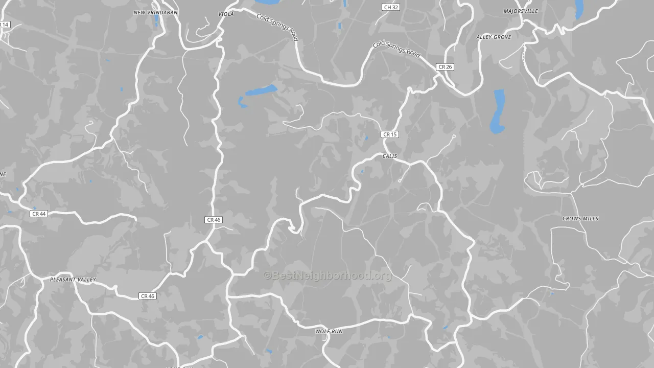 Bike Grade map of Calis, WV