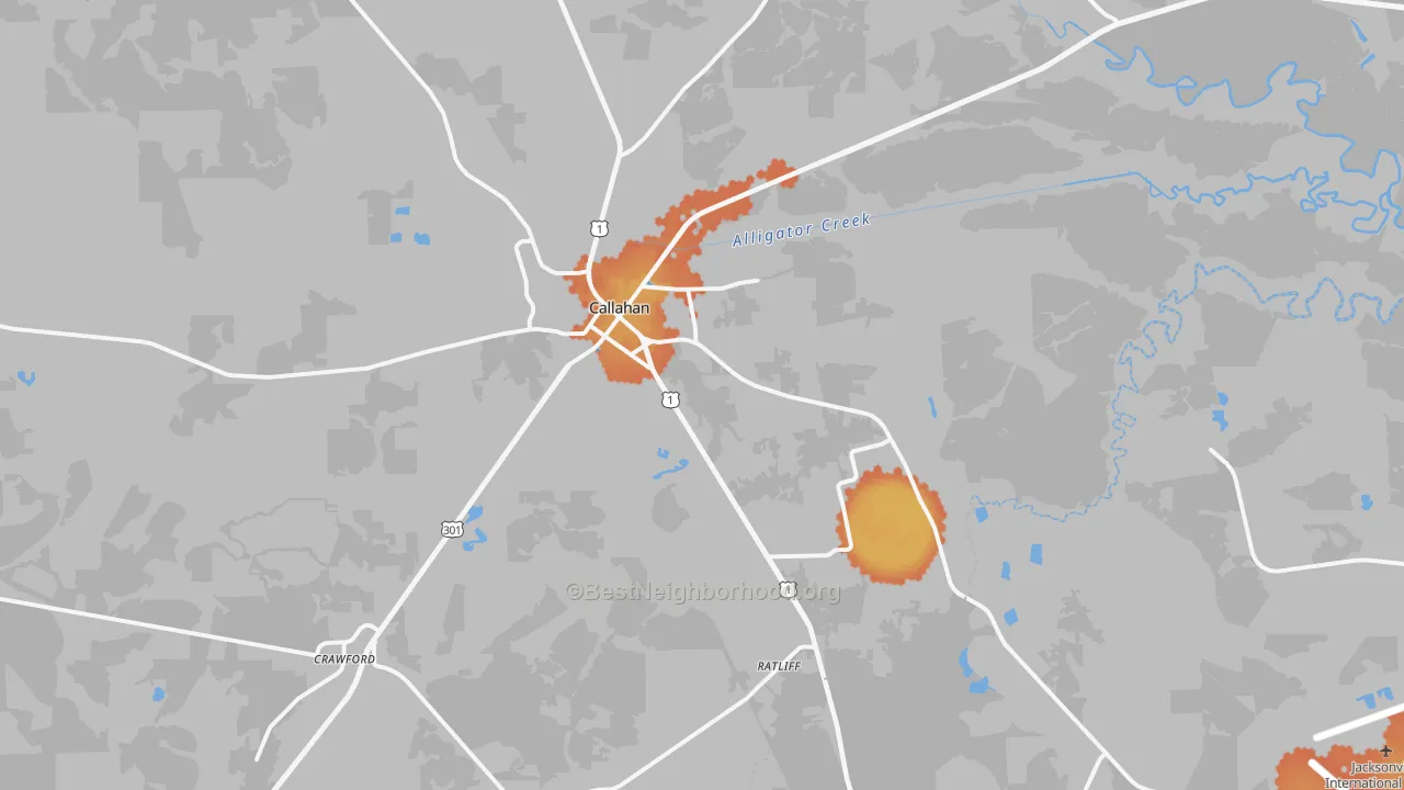 Bike Grade map of Callahan, FL
