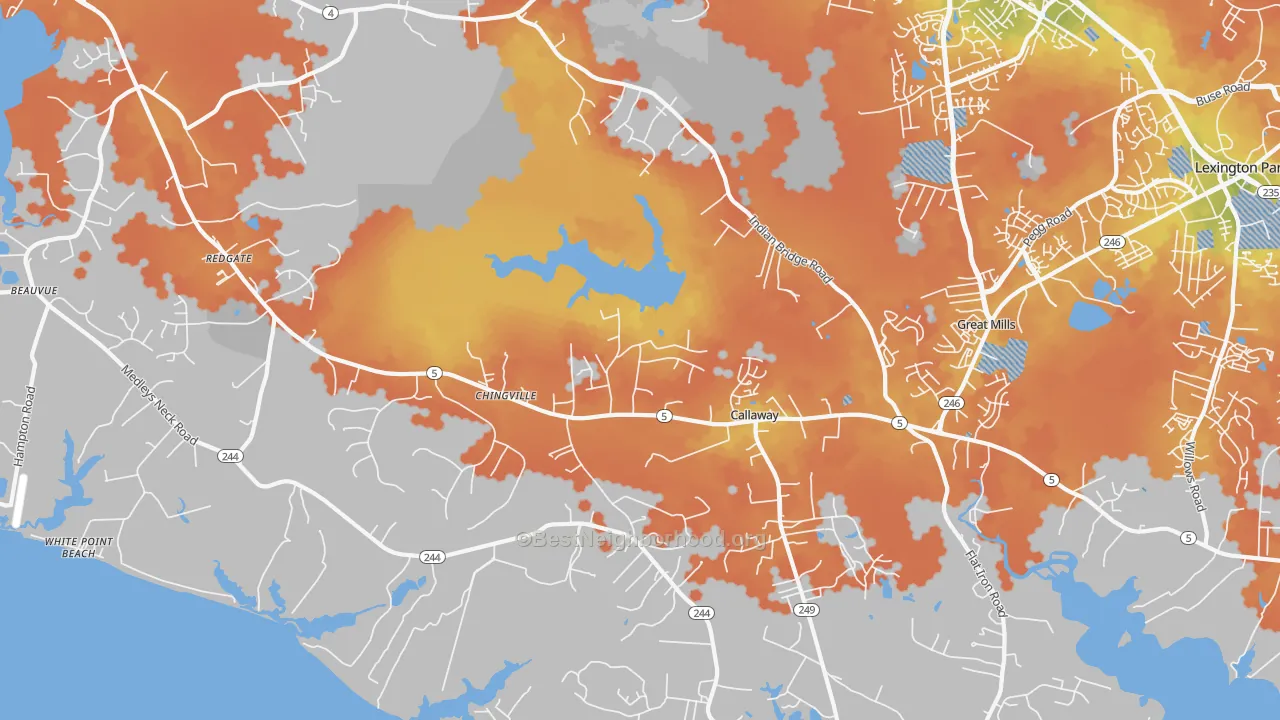 Bike Grade map of Callaway, MD