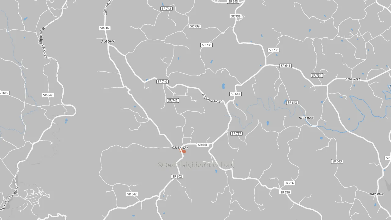 Bike Grade map of Callaway, VA