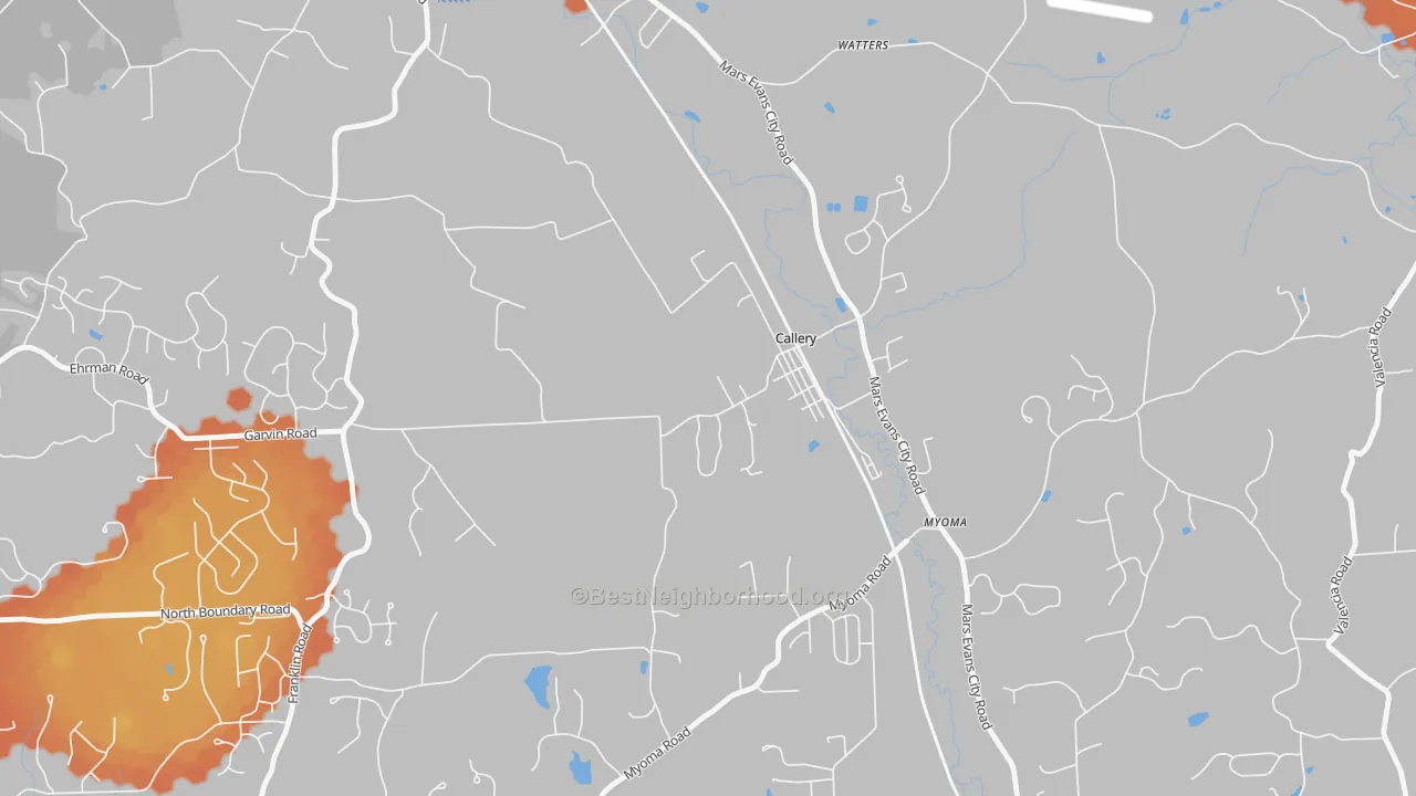 Bike Grade map of Callery, PA