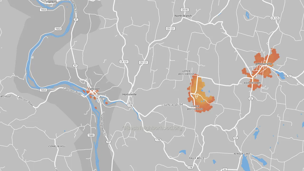 Bike Grade map of Callicoon, NY