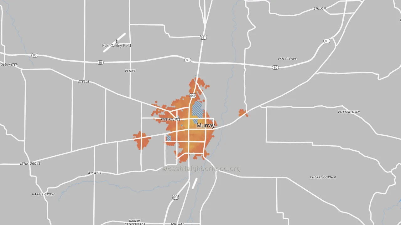 Bike Grade map of Calloway County, KY