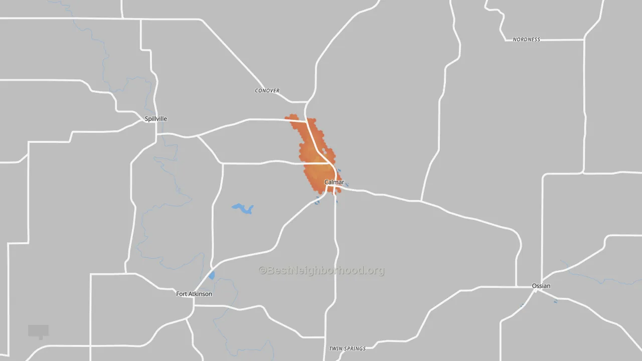 Bike Grade map of Calmar, IA