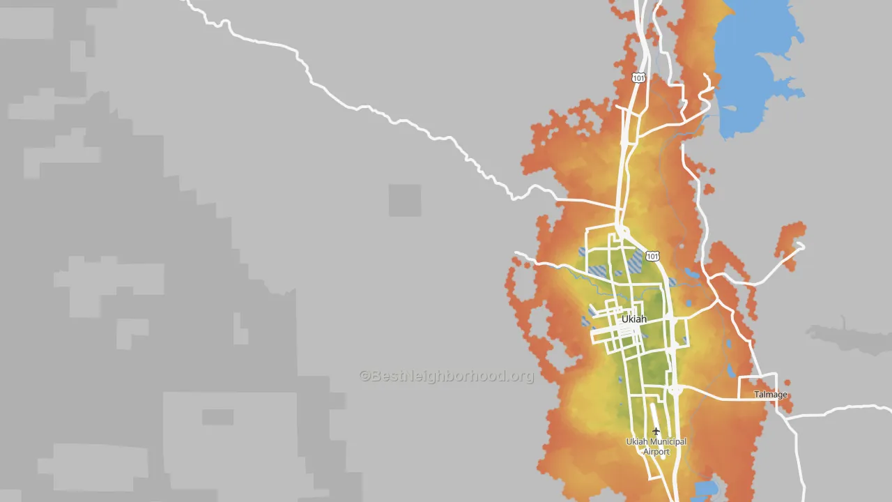 Bike Grade map of Calpella, CA