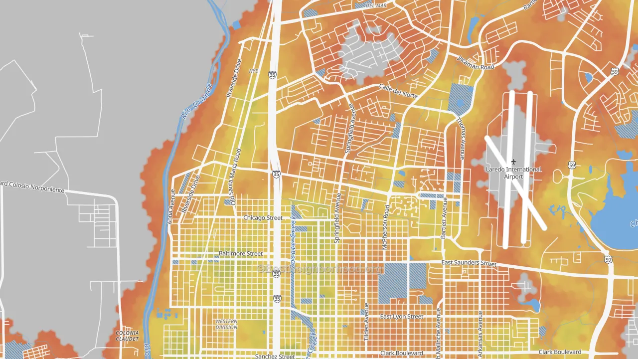 Bike Grade map of Calton Gardens, Laredo, TX