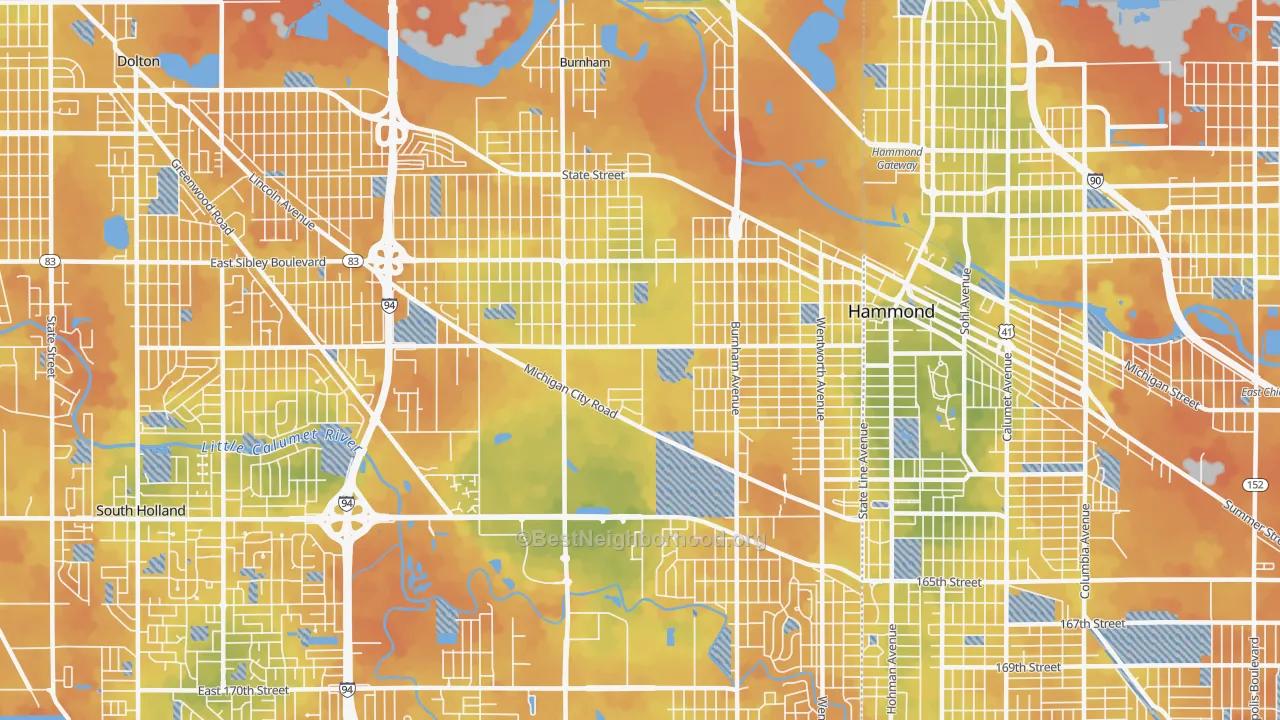 Bike Grade map of Calumet City, IL
