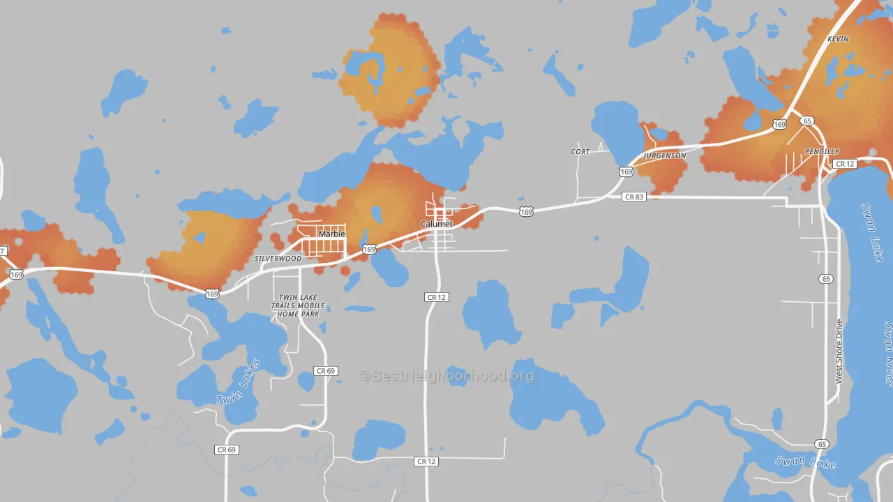 Bike Grade map of Calumet, MN