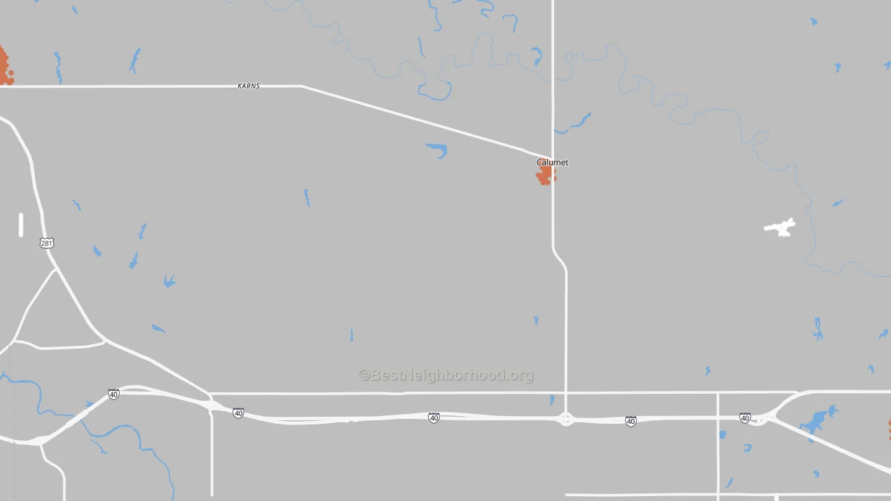 Bike Grade map of Calumet, OK