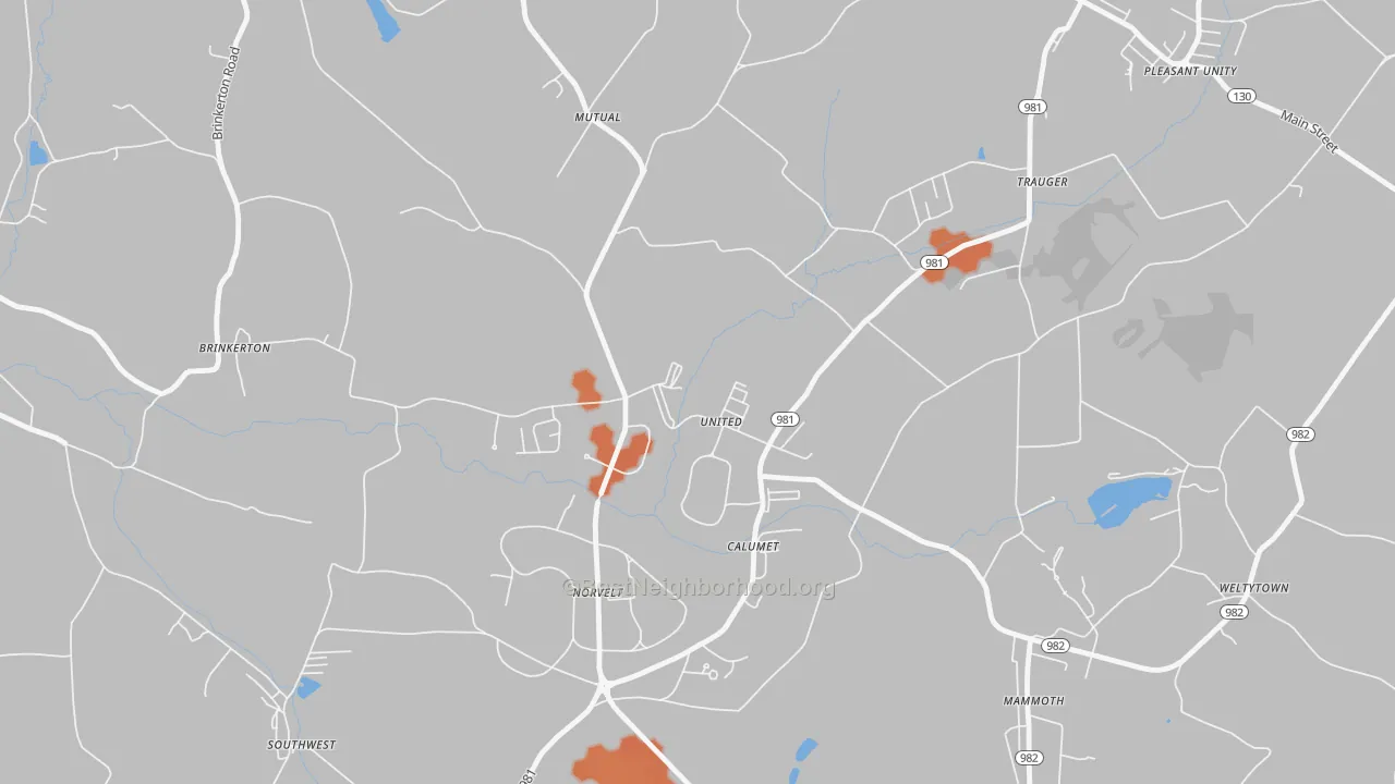 Bike Grade map of Calumet, PA