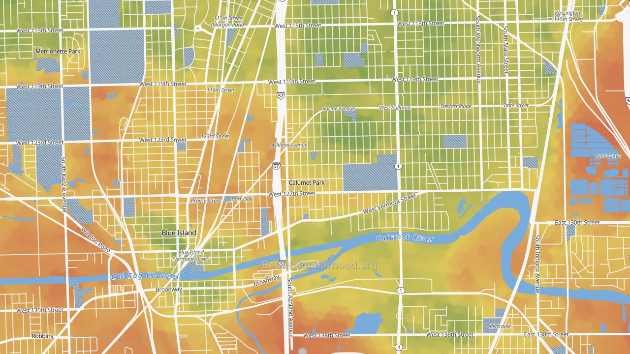 Bike Grade map of Calumet Park, IL