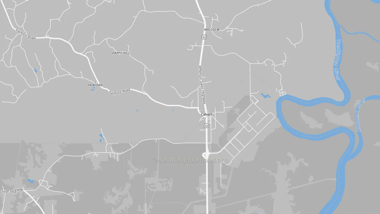 Bike Grade map of Calvert, AL