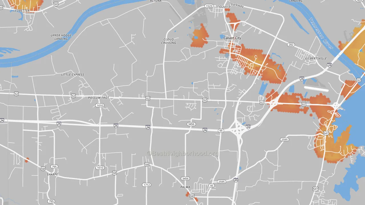 Bike Grade map of Calvert City, KY