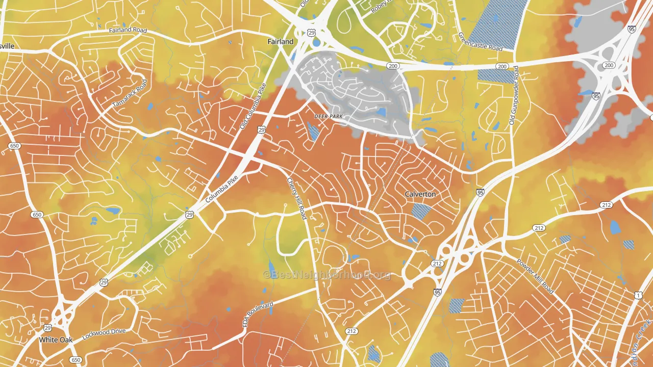 Bike Grade map of Calverton, MD
