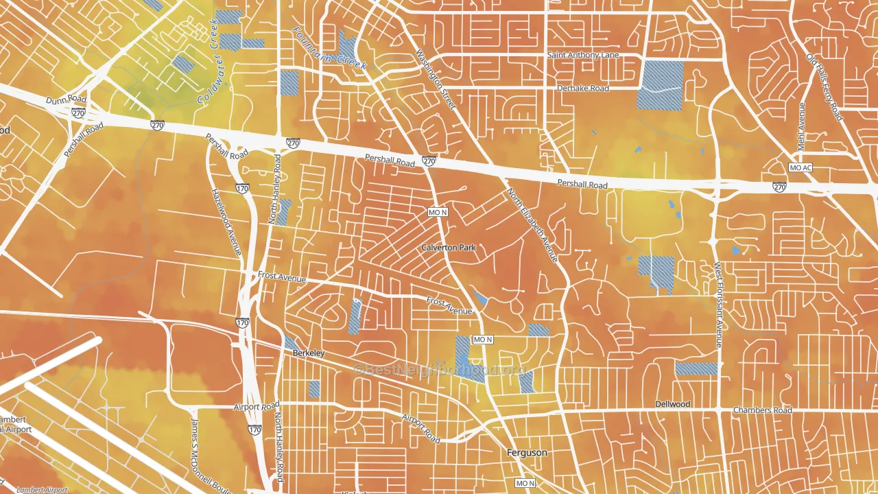 Bike Grade map of Calverton Park, MO