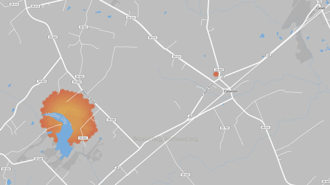 Bike Grade map of Calverton, VA