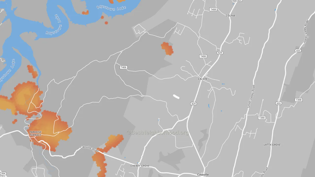 Bike Grade map of Calvin, PA