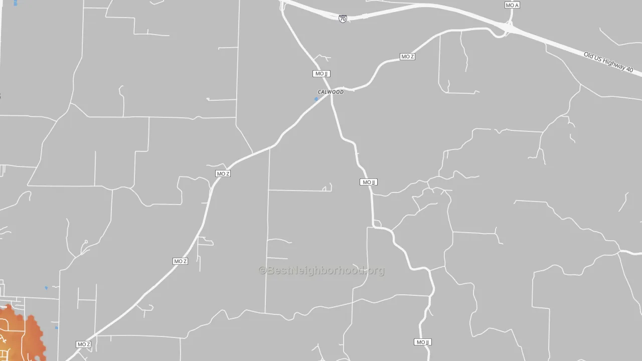 Bike Grade map of Calwood, MO