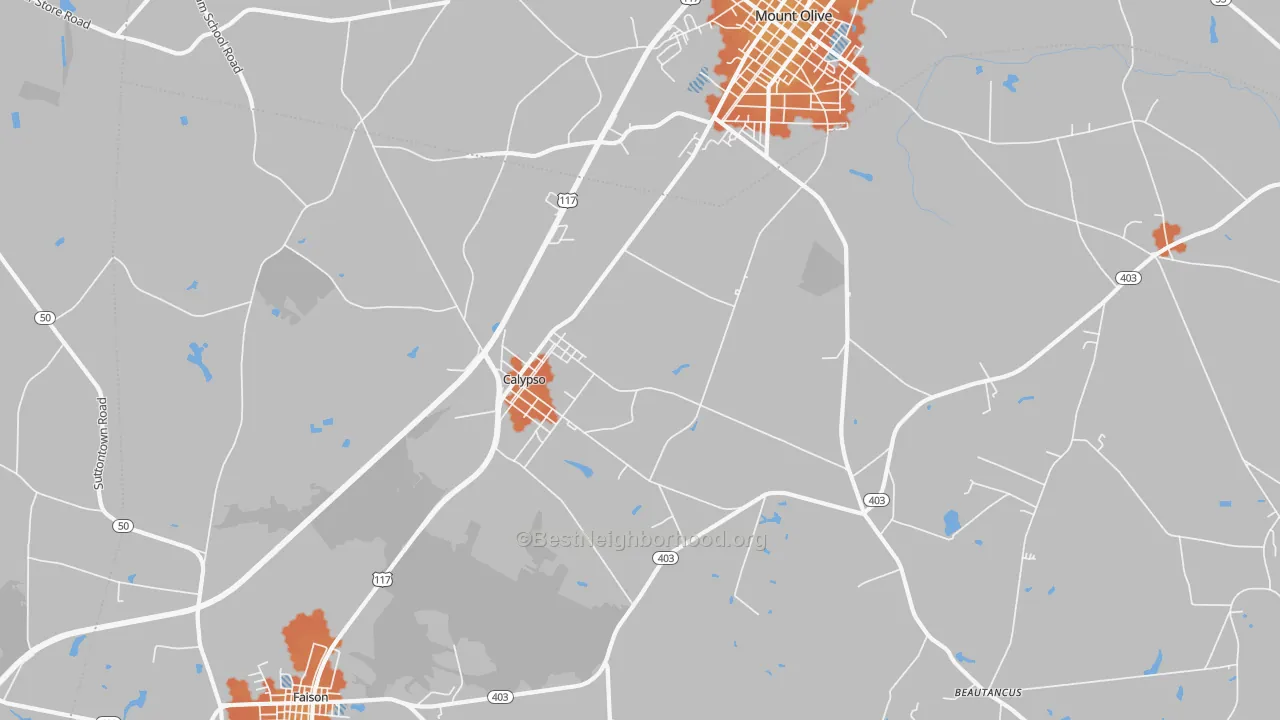 Bike Grade map of Calypso, NC