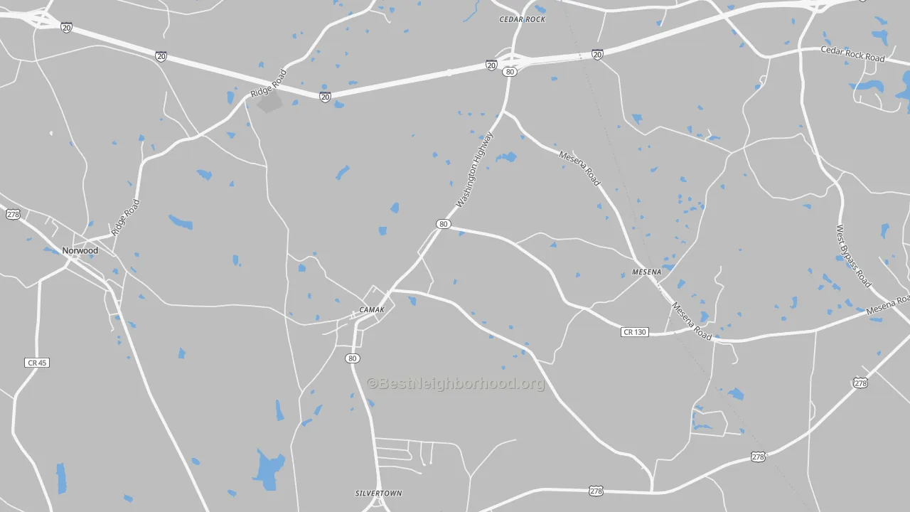 Bike Grade map of Camak, GA