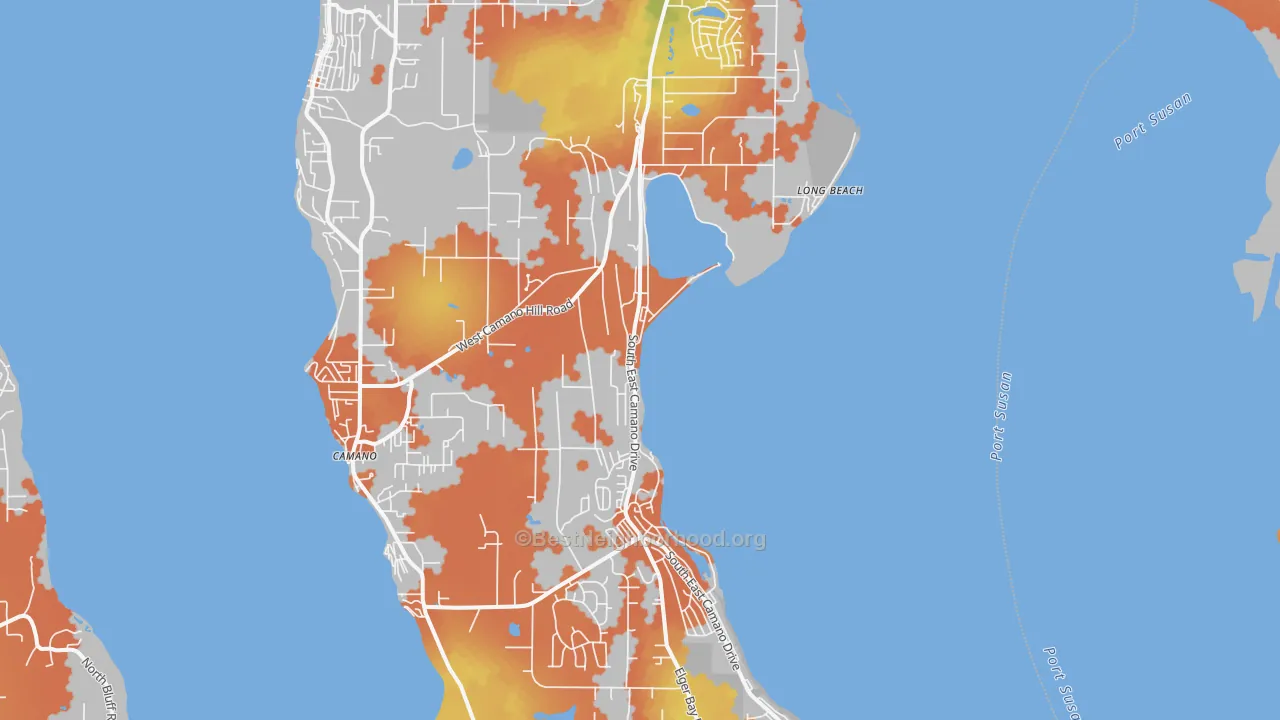Bike Grade map of Camano Island, WA