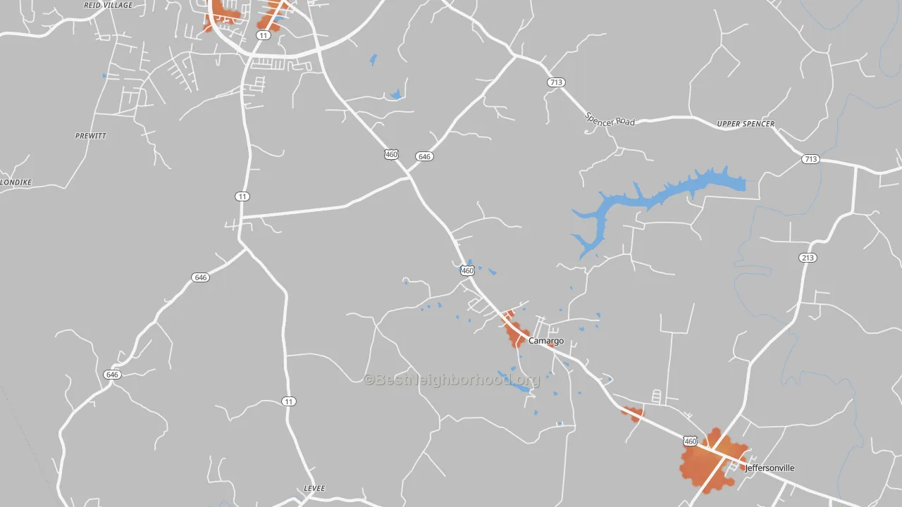 Bike Grade map of Camargo, KY