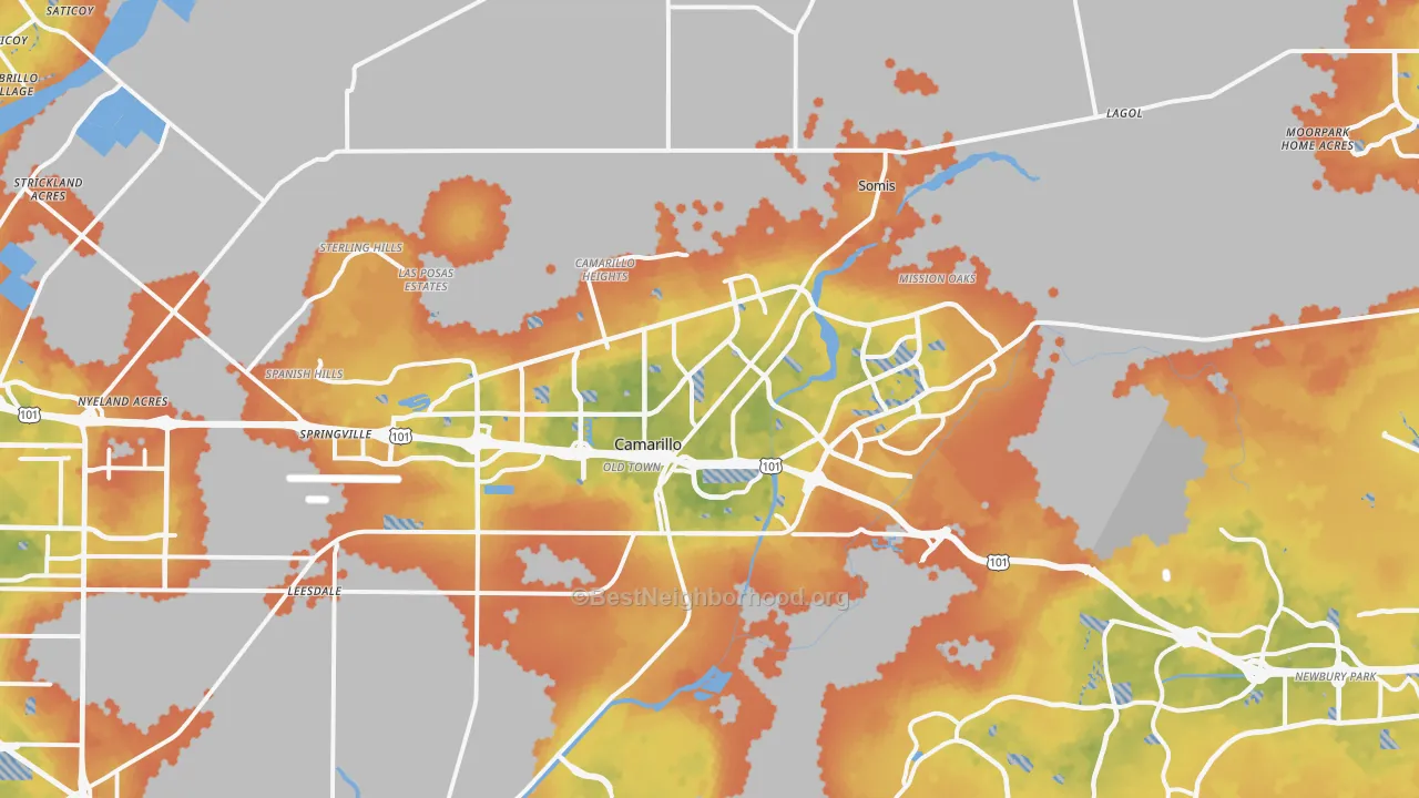 Bike Grade map of Camarillo, CA
