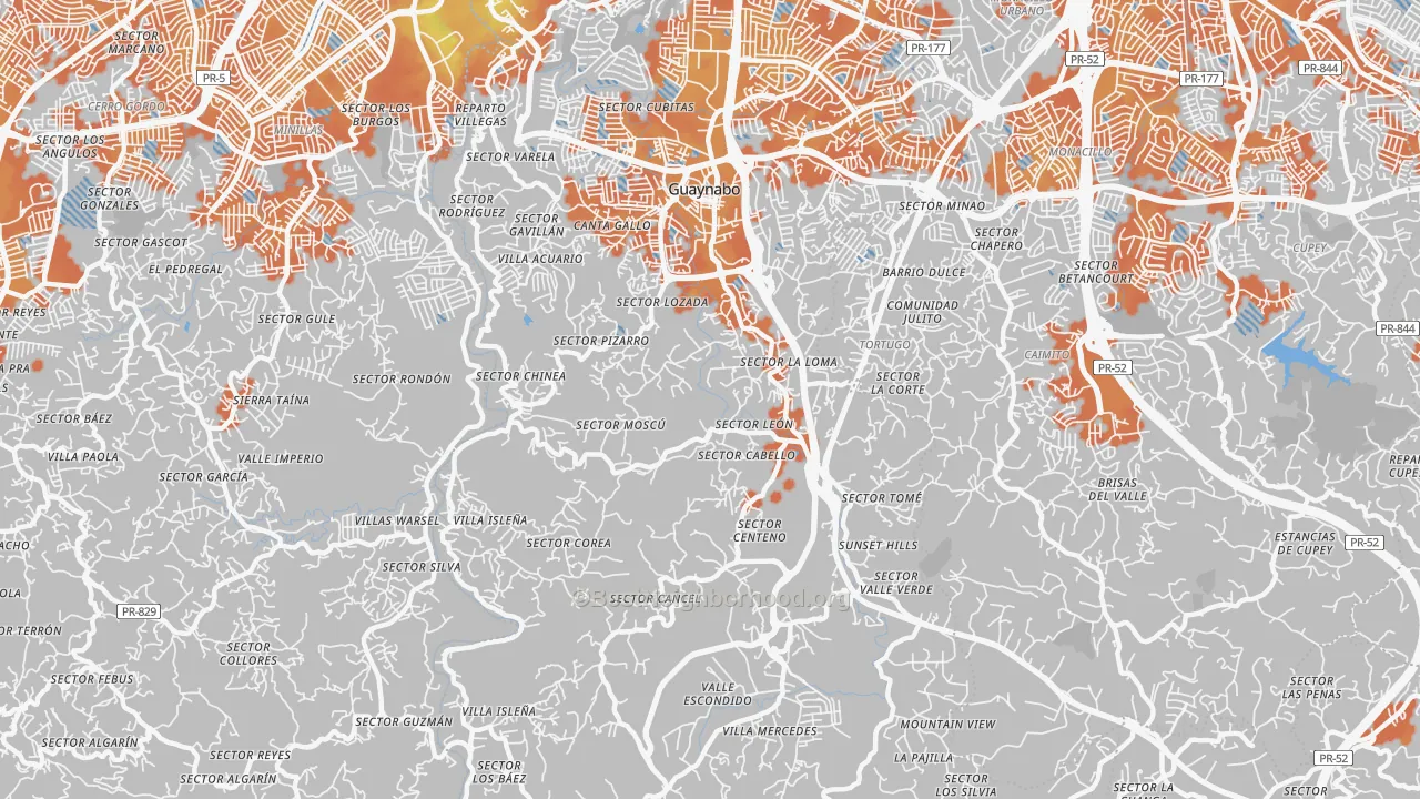 Bike Grade map of Camarones, PR