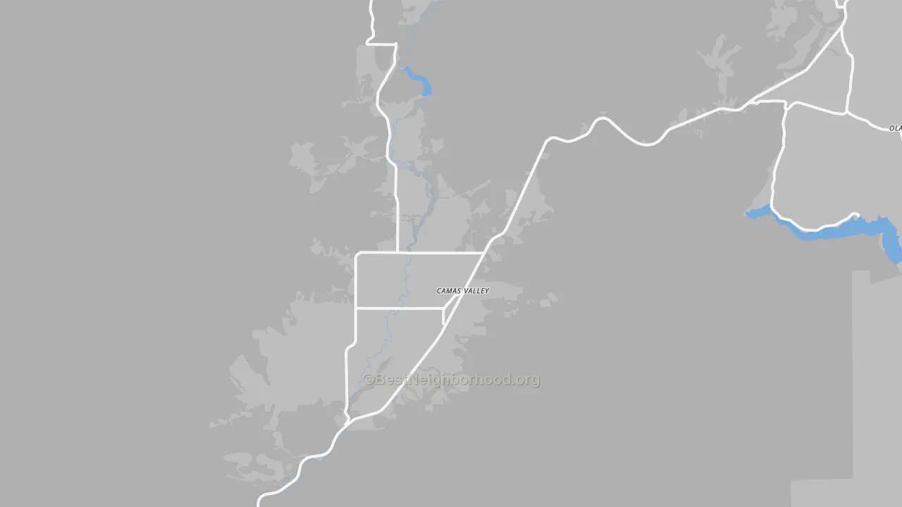 Bike Grade map of Camas Valley, OR