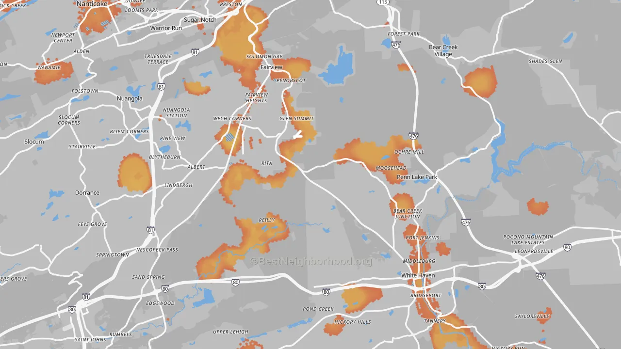 Bike Grade map of Cambra, PA