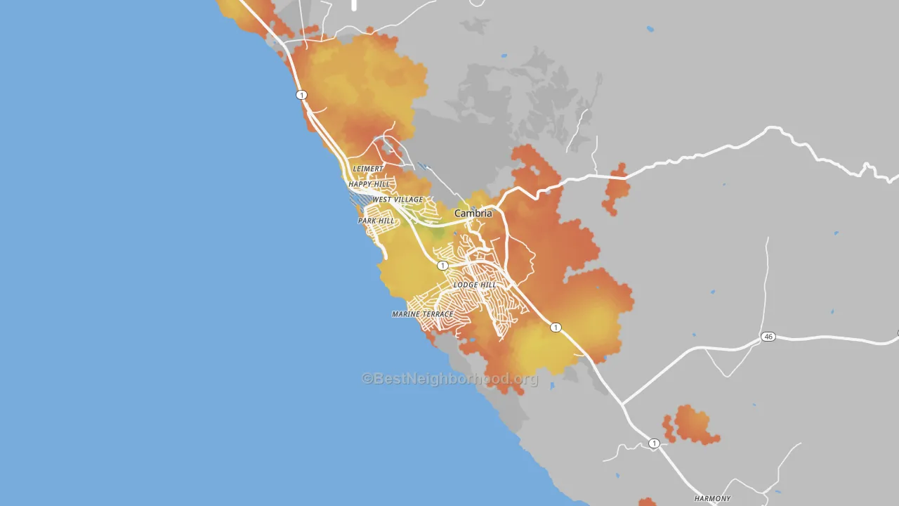 Bike Grade map of Cambria, CA