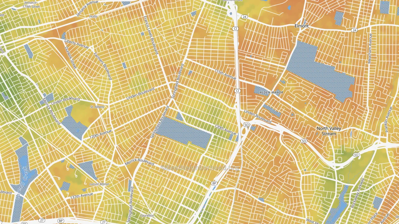 Bike Grade map of Cambria Heights, Queens, NY