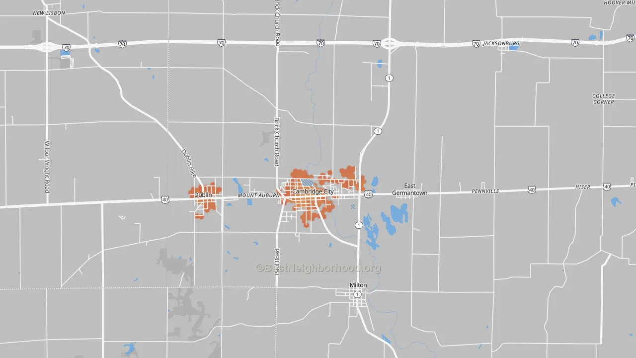 Bike Grade map of Cambridge City, IN
