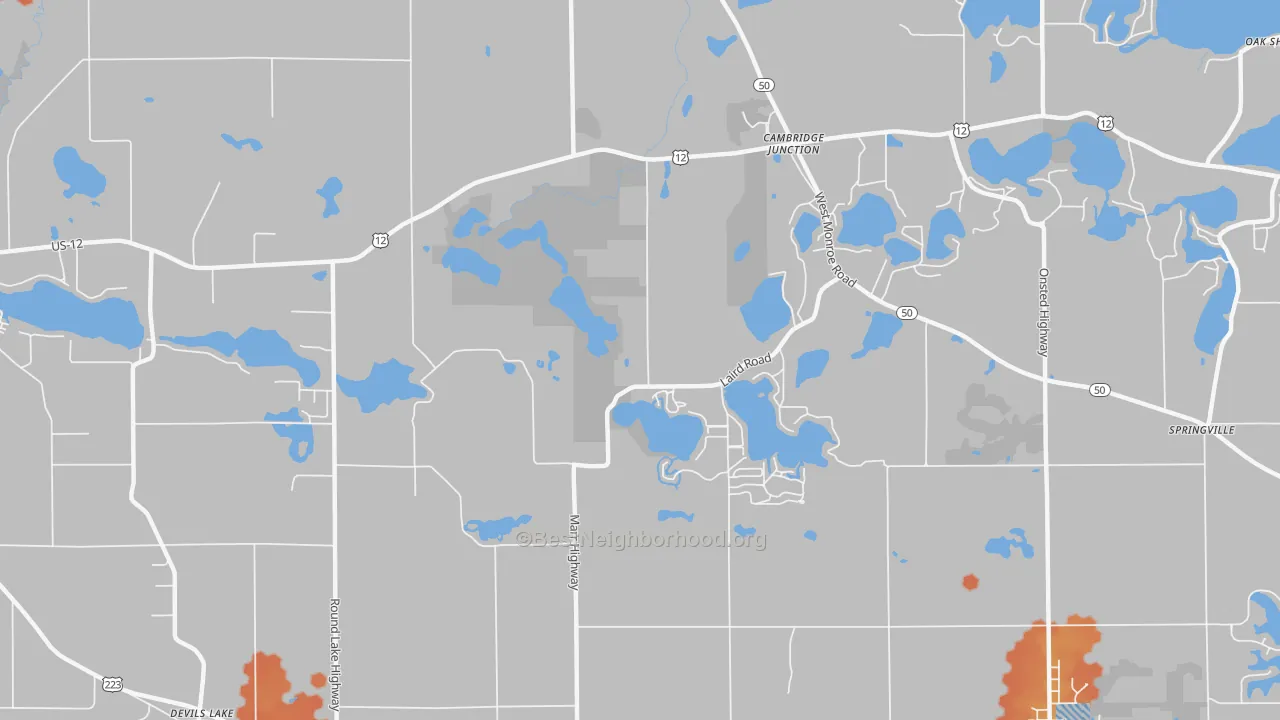Bike Grade map of Cambridge Junction, MI
