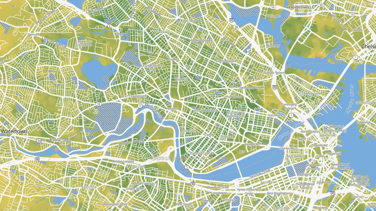 Bike Grade map of Cambridge, MA
