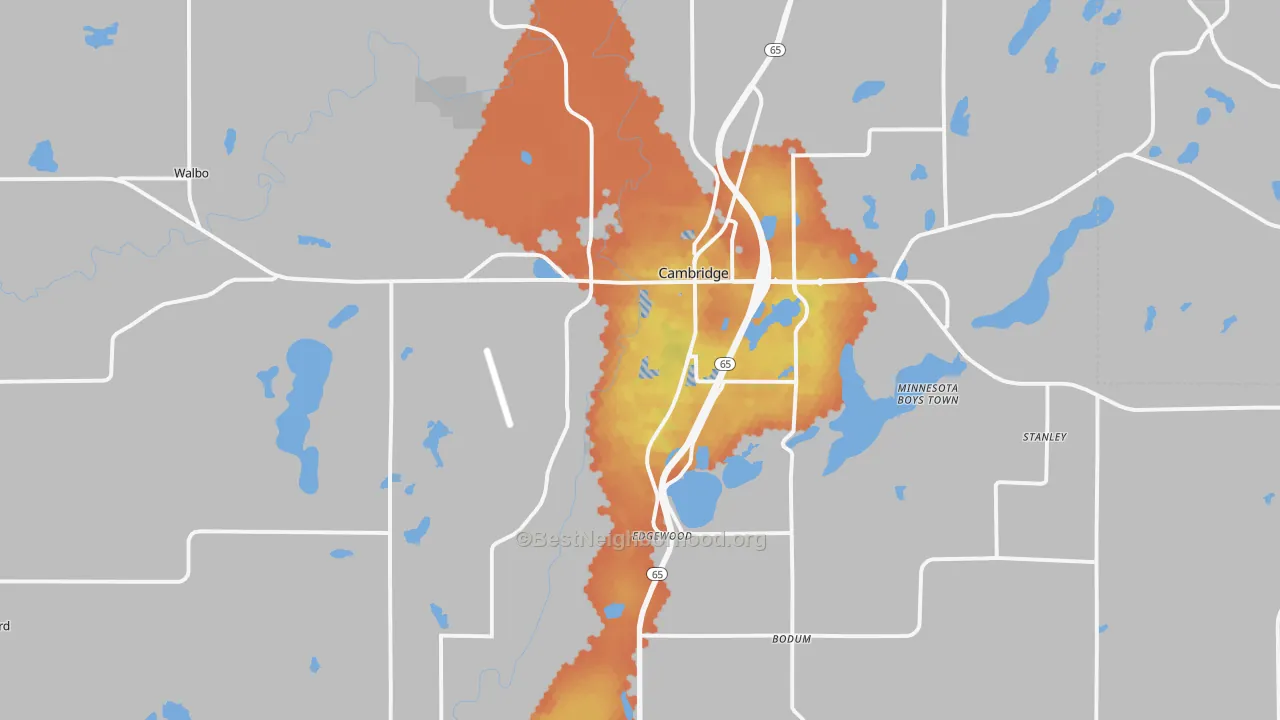 Bike Grade map of Cambridge, MN
