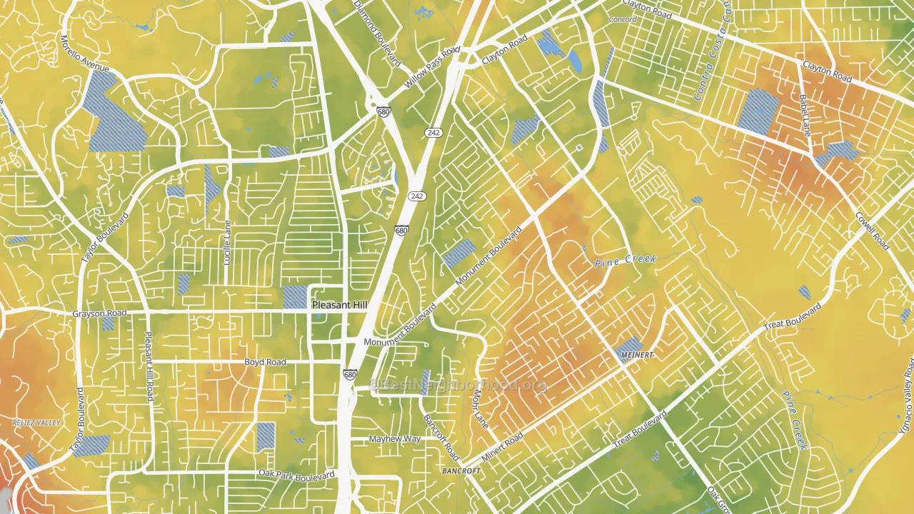 Bike Grade map of Cambridge Park, Concord, CA